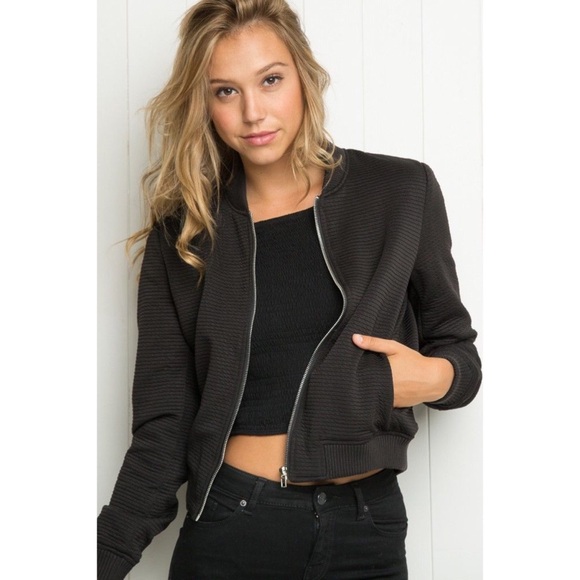 Brandy Melville Maty Black Bomber Jacket - Picture 6 of 6